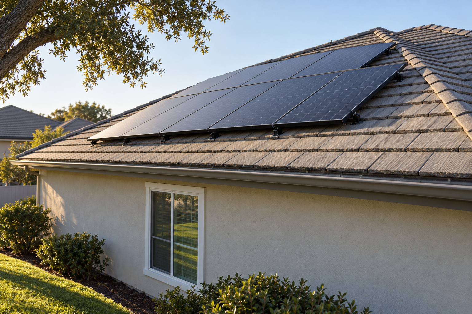 solar company crew installing panels on a West Palm Beach roof