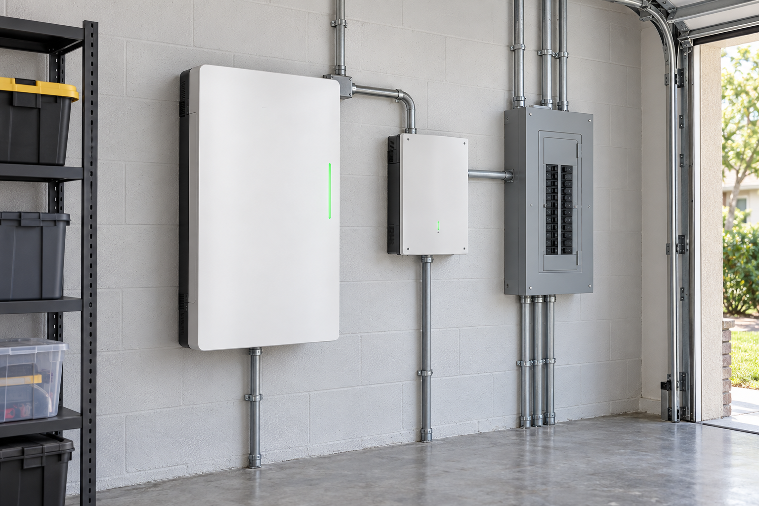 solar battery installation in a Palm Beach Gardens garage
