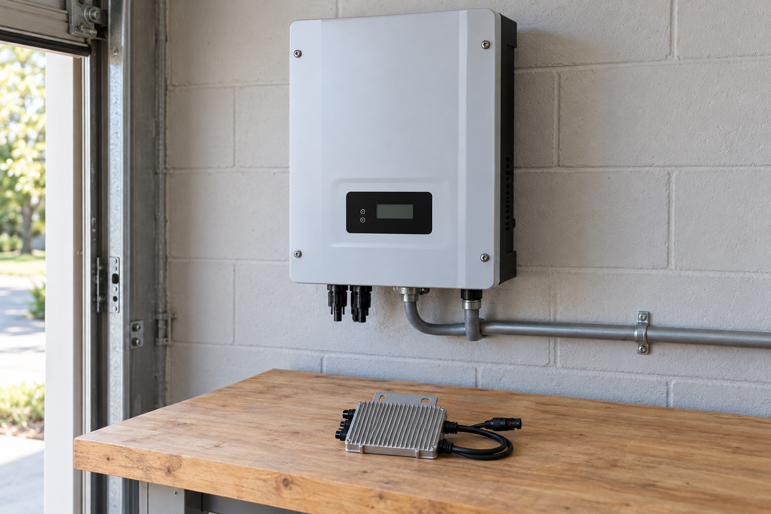 string inverter and microinverter side by side
