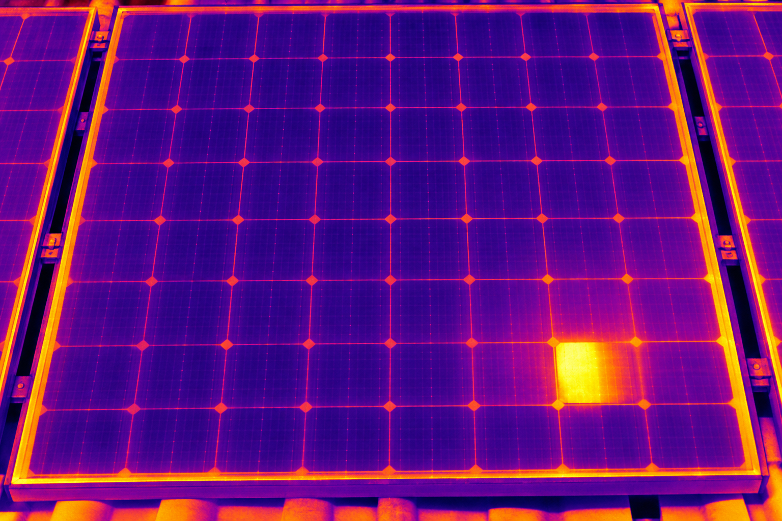 thermal imaging of solar panel hot spots during testing